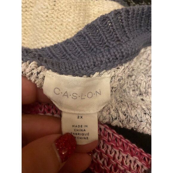 Caslon, women's mutli - colorblocked long sleeve crew neck knit sweater size 2X - Picture 5 of 8